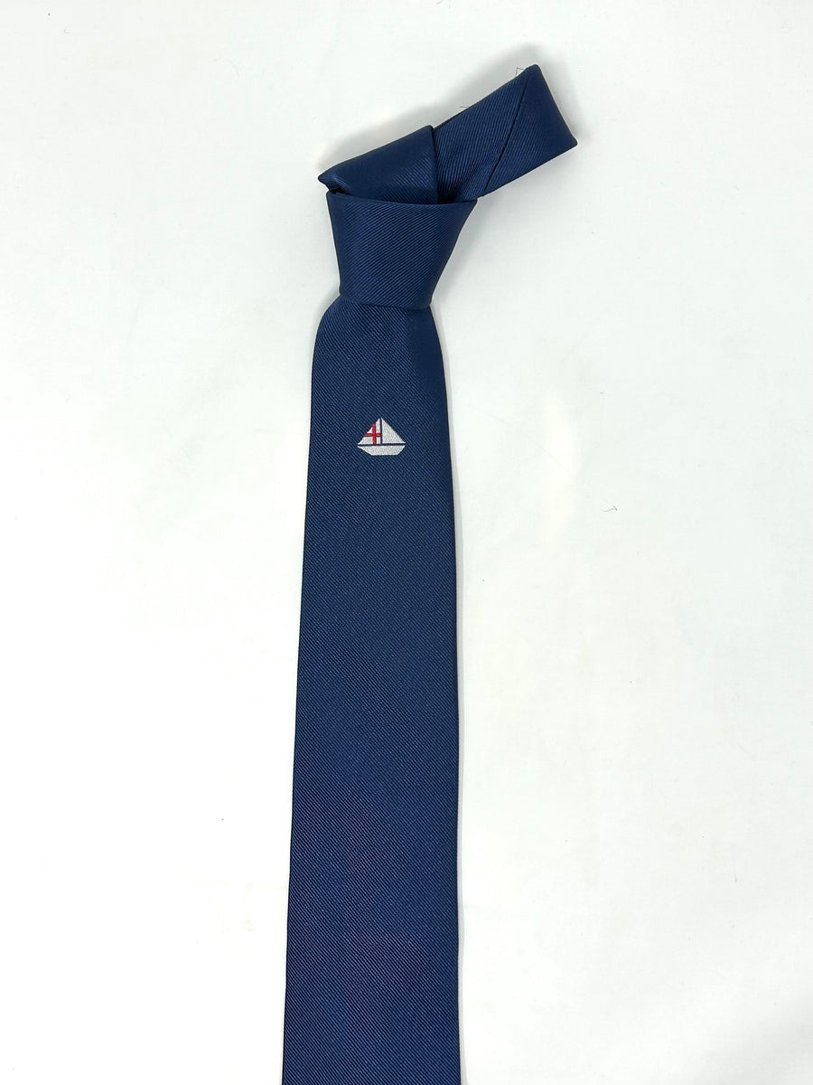 Cravatta Classica Blu Navy Con Stampa Di Barche A Vela – Lunghezza 144 Cm, Larghezza 8 Cm, Poliestere Di Qualità