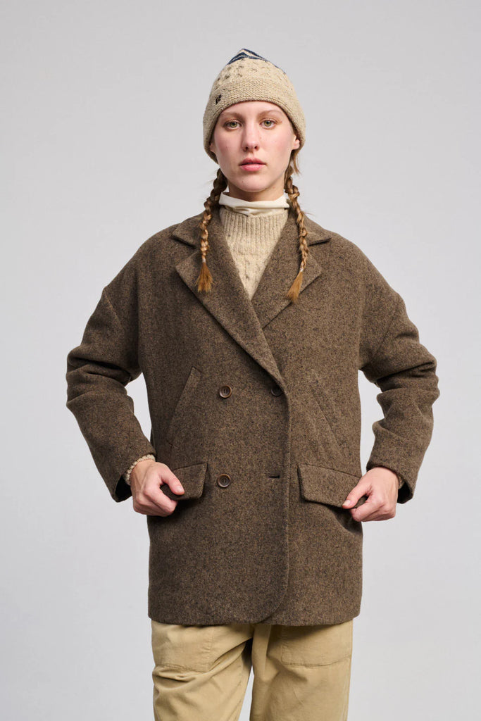 CAPPOTTINO DOPPIOPETTO IN PANNO BEATRIZ FUREST - CASTAGNA - Ghiglino1893