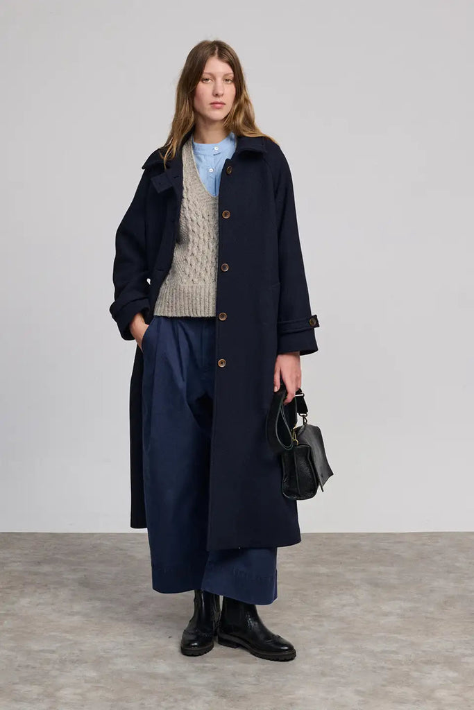 CAPPOTTO LUNGO BEATRIZ FUREST - BLU NAVY - Ghiglino1893