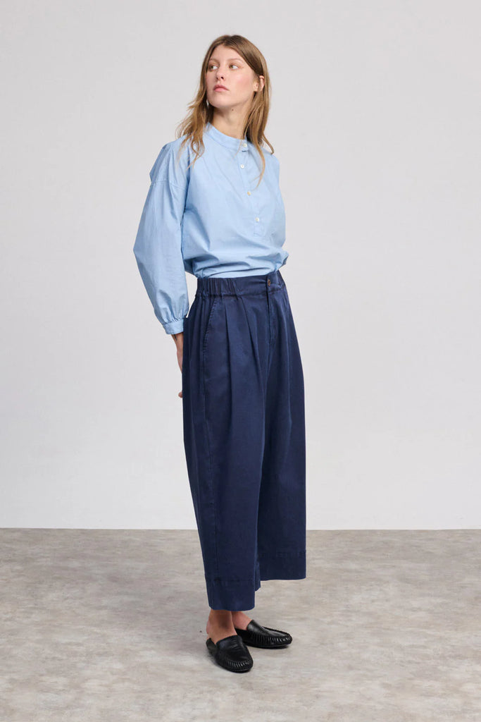 PANTALONI OUTSIDE CON PINCES BEATRIZ FUREST - BLU NAVY - Ghiglino1893