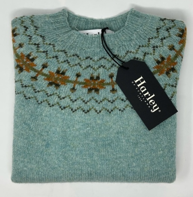 MAGLIONE SHETLAND SCOTTISH FAIR ISLE HARLEY OF SCOTLAND FOR