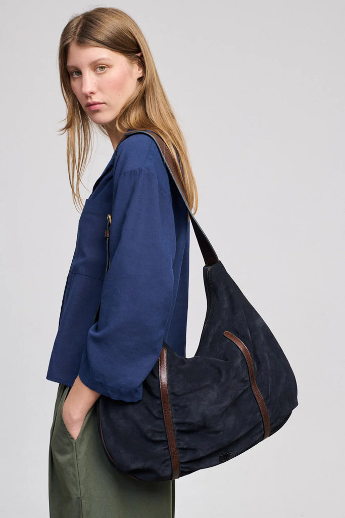 BORSA LOUISA BEATRIX FUREST PELLE SCAMOSCIATA - BLU - Ghiglino1893