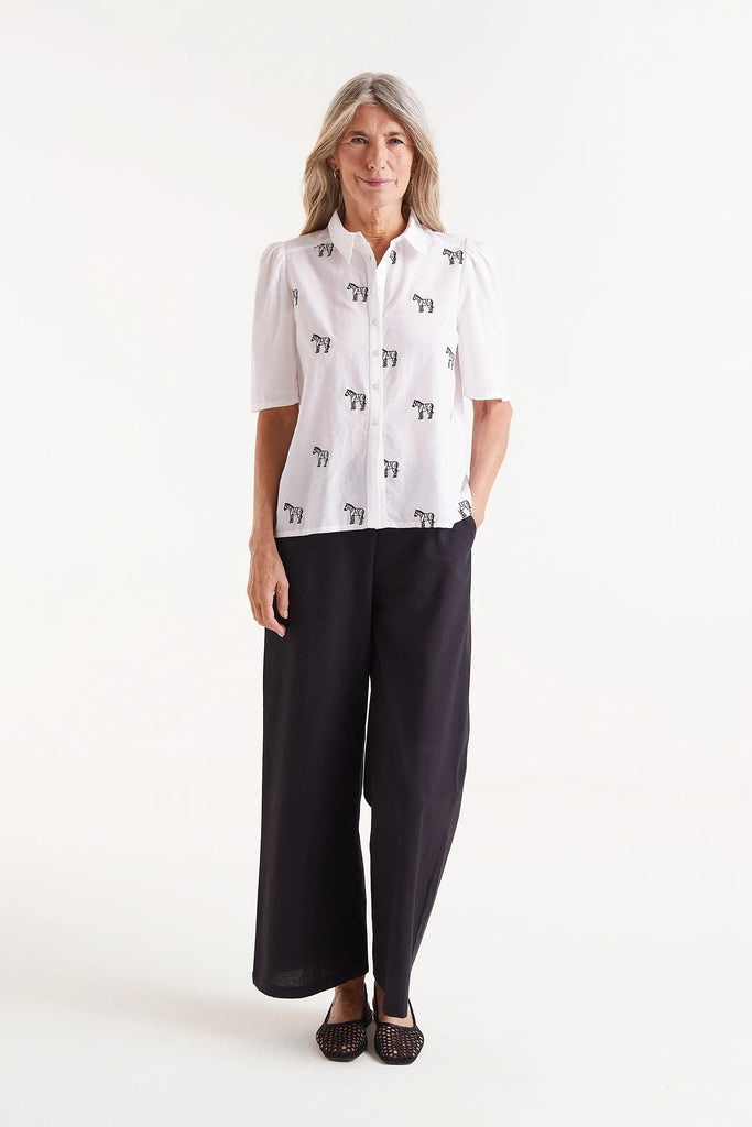 CAMICIA MEZZA MANICA RICAMO ZEBRE - Ghiglino1893