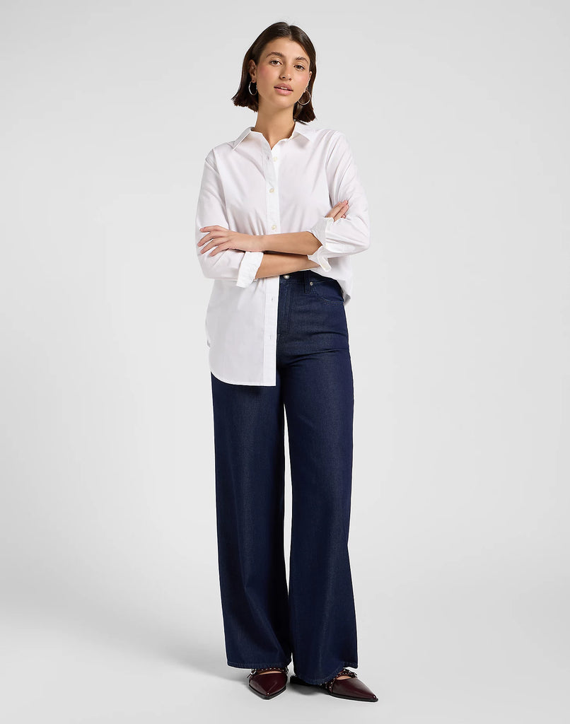 HIGH WAIST WIDE LEG LEE JEANS - REGAL BLUE - Ghiglino1893