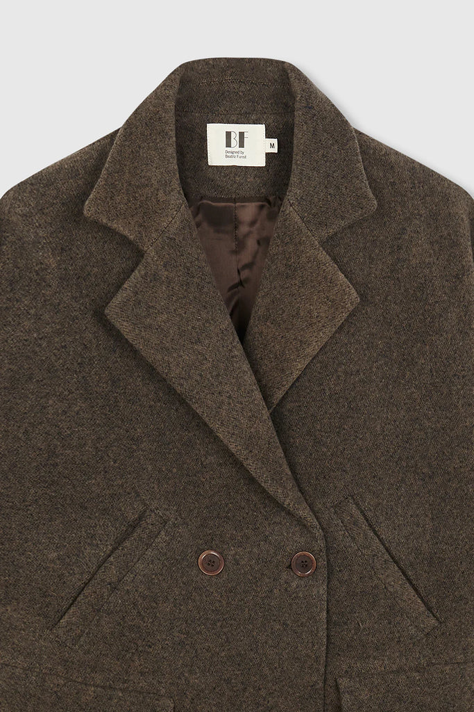 CAPPOTTINO DOPPIOPETTO IN PANNO BEATRIZ FUREST - CASTAGNA - Ghiglino1893
