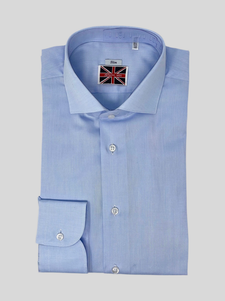 CAMICIA TWILL CELESTE - Ghiglino1893