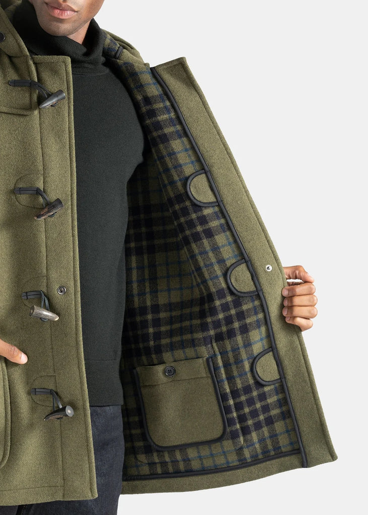 DUFFLE COAT MID-LENGHT GLOVERALL - LODEN - Ghiglino1893
