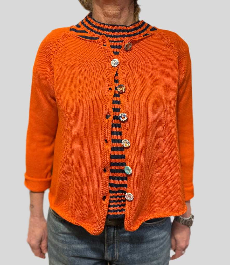 CARDIGAN "GILDA" COTONE BOTTONI LIBERTY FABRICS - Ghiglino1893