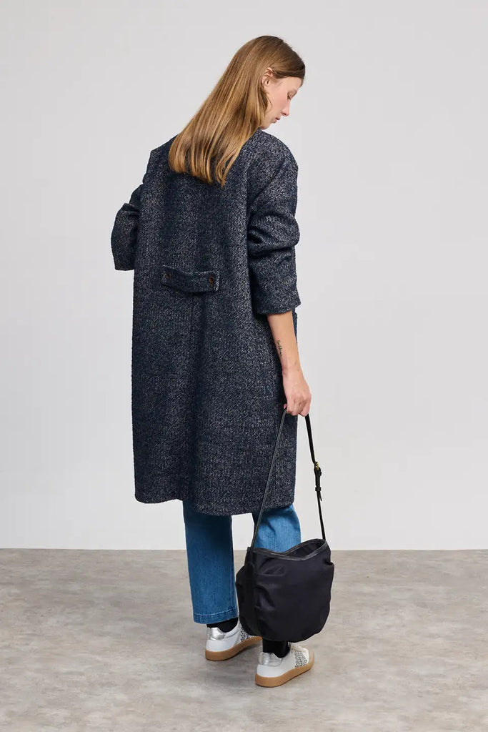 CAPPOTTO DOPPIOPETTO OVER BEATRIZ FUREST - BLU MELANGE - Ghiglino1893