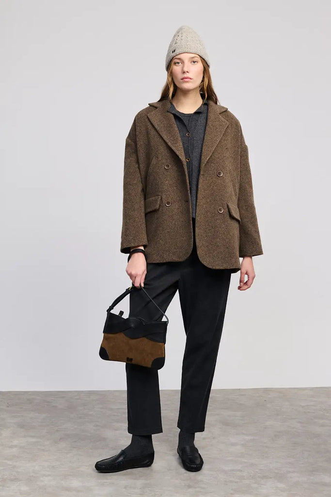 CAPPOTTINO DOPPIOPETTO IN PANNO BEATRIZ FUREST - CASTAGNA - Ghiglino1893