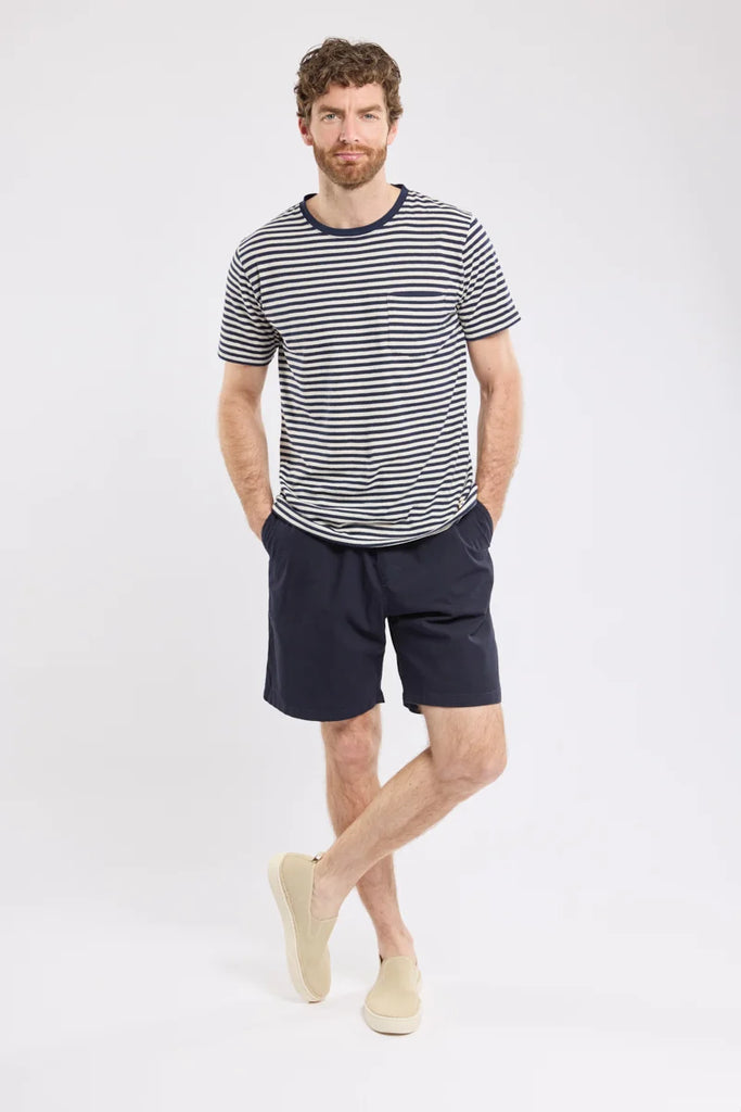 T-SHIRT ARMOR LUX COTONE LINO BIANCA/BLU - Ghiglino1893