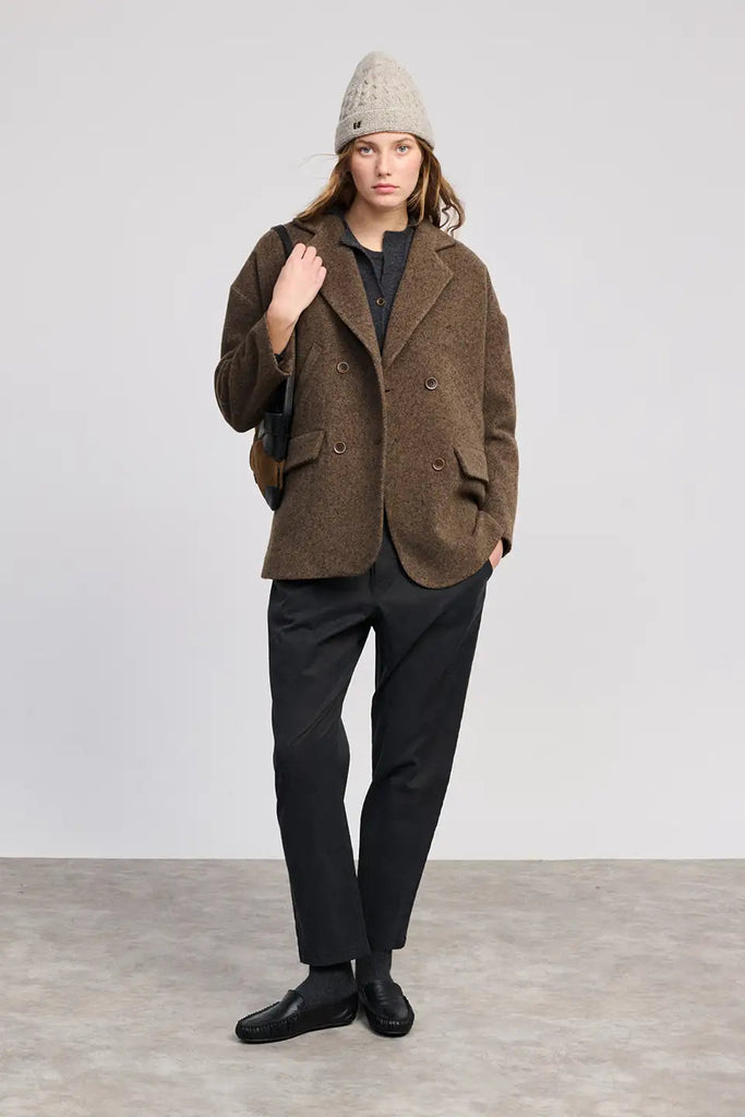 CAPPOTTINO DOPPIOPETTO IN PANNO BEATRIZ FUREST - CASTAGNA - Ghiglino1893