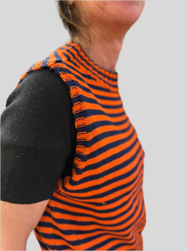GILET "LISA" IN COTONE rigato - Ghiglino1893