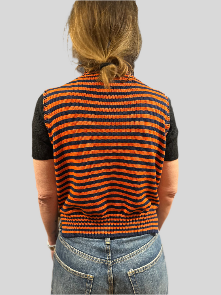 GILET "LISA" IN COTONE rigato - Ghiglino1893