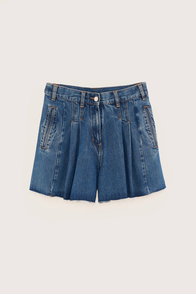 BERMUDA CON PINCES DENIM - Ghiglino1893