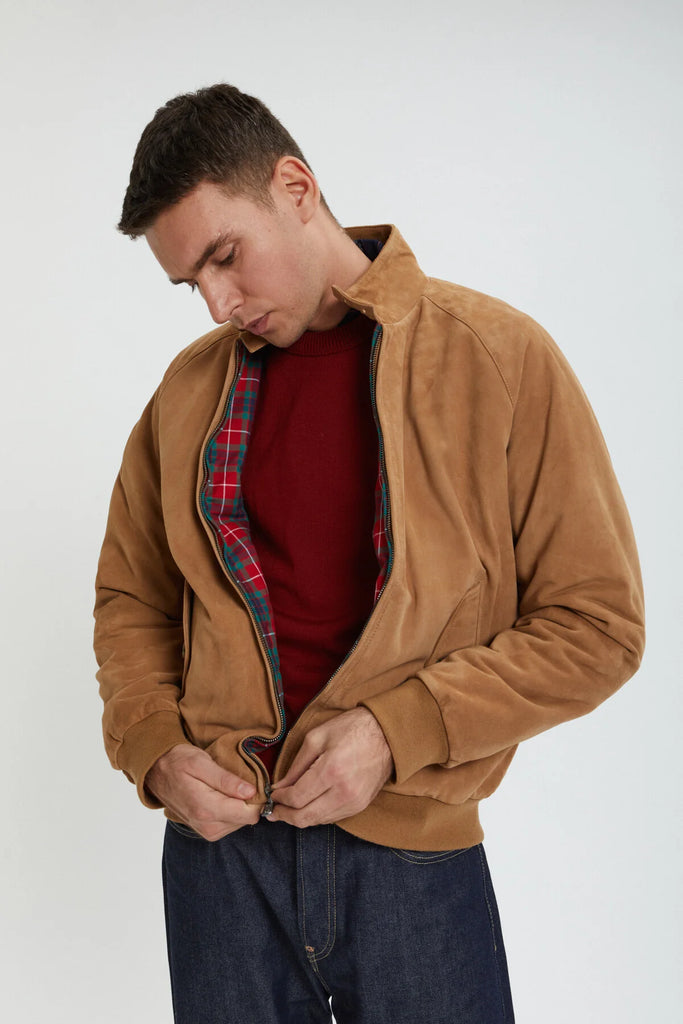 BARACUTA HARRINGTON SUEDE TOBACCO - Ghiglino1893