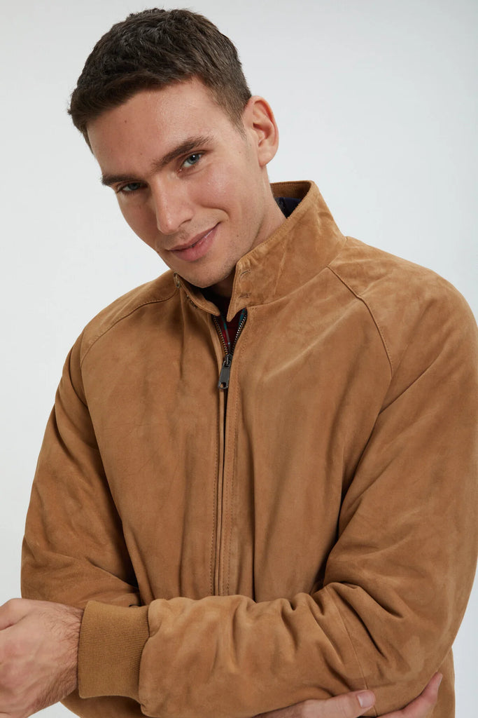 BARACUTA HARRINGTON SUEDE TOBACCO - Ghiglino1893