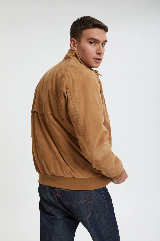 BARACUTA HARRINGTON SUEDE TOBACCO - Ghiglino1893