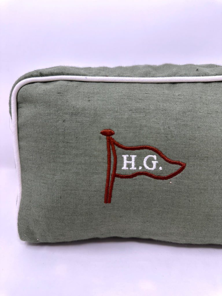 BEAUTY CASE IN LINO CON RICAMO PERSONALIZZATO - Ghiglino1893