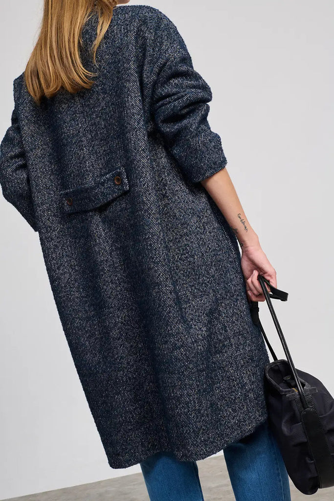 CAPPOTTO DOPPIOPETTO OVER BEATRIZ FUREST - BLU MELANGE - Ghiglino1893