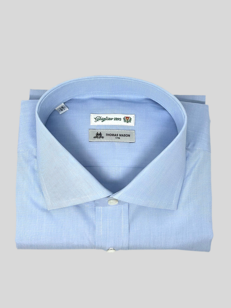 Camicia Azzurra Cotone Fil A Fil Camicia In Cotone Fil A Fil
