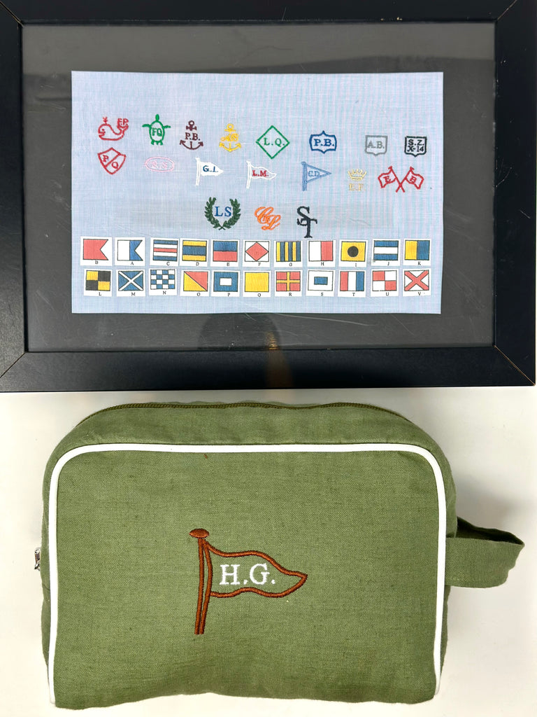 BEAUTY CASE IN LINO CON RICAMO PERSONALIZZATO - Ghiglino1893