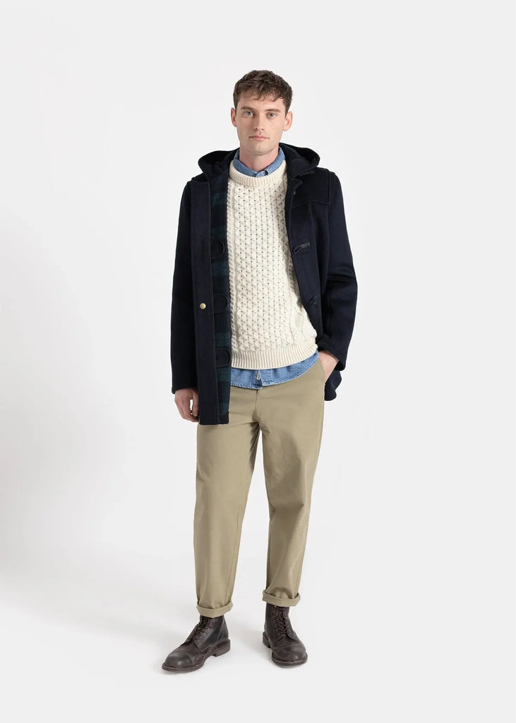 DUFFLE COAT MID-LENGHT GLOVERALL - NAVY DRESS GORDON - Ghiglino1893