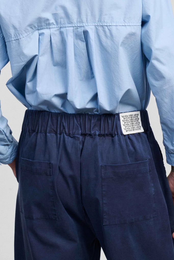 PANTALONI OUTSIDE CON PINCES BEATRIZ FUREST - BLU NAVY - Ghiglino1893