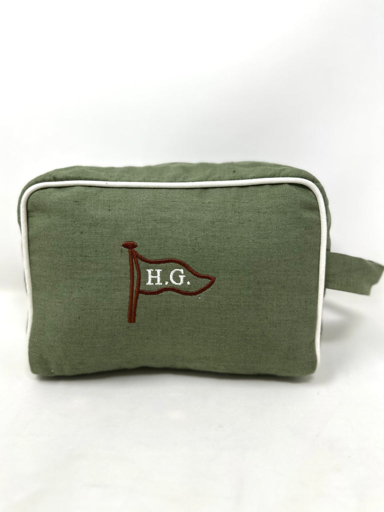 BEAUTY CASE IN LINO CON RICAMO PERSONALIZZATO - Ghiglino1893