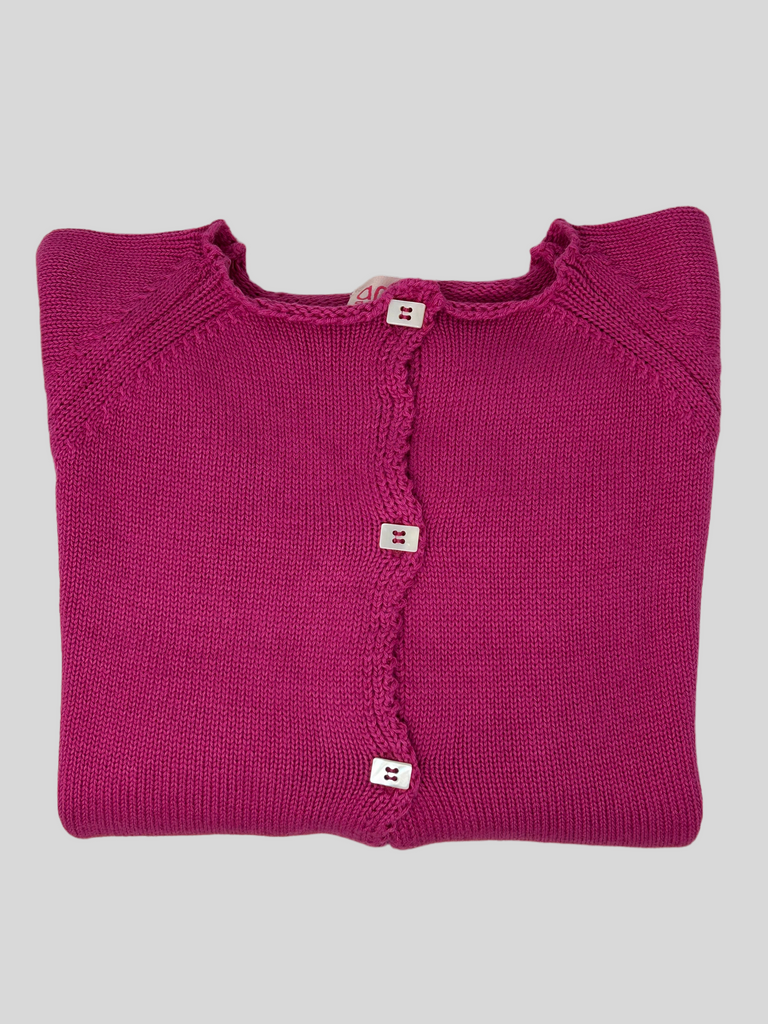 CARDIGAN "GILDA" COTONE "DAVANTI/DIETRO" FUXIA - Ghiglino1893