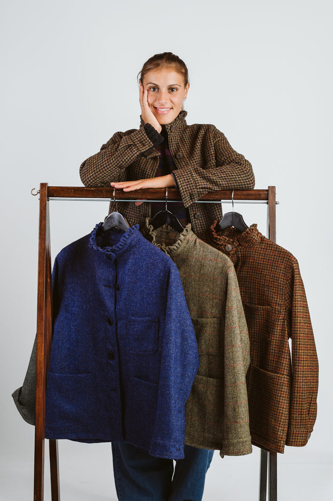 GIACCA DEL CAMALLO "LADIES" MICRO ROUCHES HARRIS TWEED - 3 COLORI - Ghiglino1893