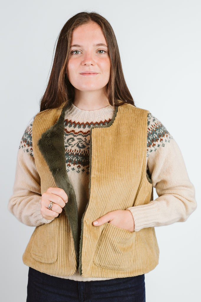 SMANICATO “CAMALLINA” REVERSIBILE VELLUTO A COSTE / ECO PELLICCIA - Ghiglino1893