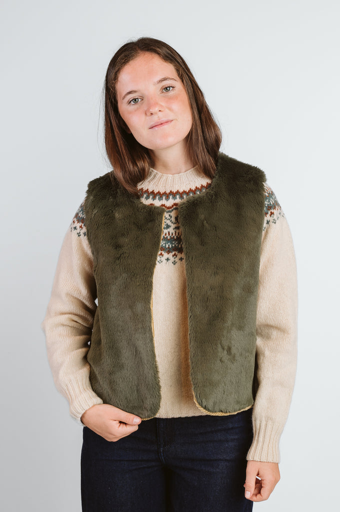 SMANICATO “CAMALLINA” REVERSIBILE VELLUTO A COSTE / ECO PELLICCIA - Ghiglino1893