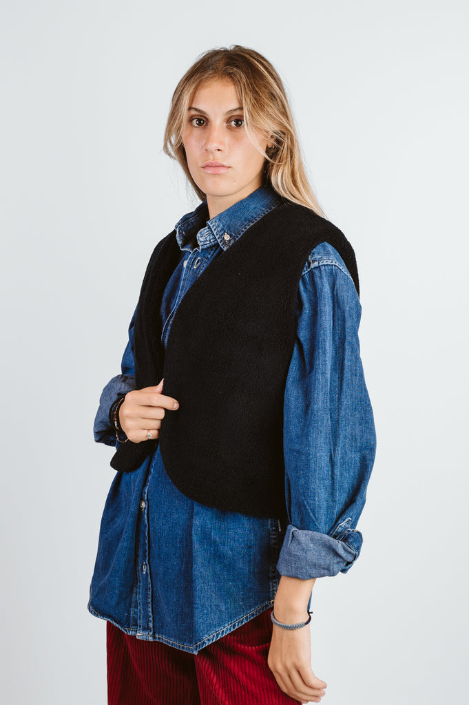 GILET "LOLA" REVERSIBILE HARRIS TWEED ORSETTO - 2 COLORI - Ghiglino1893