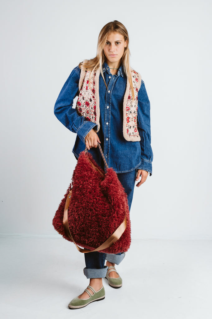 SHOPPER ECO FUR PELLICCIA - REVERSIBILE ECO PELLE MARRONE - Ghiglino1893