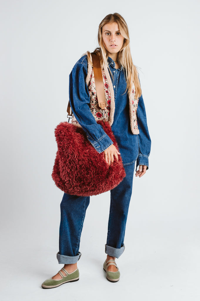 SHOPPER ECO FUR PELLICCIA - REVERSIBILE ECO PELLE MARRONE - Ghiglino1893