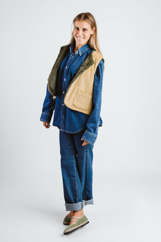 SMANICATO “CAMALLINA” REVERSIBILE VELLUTO A COSTE / ECO PELLICCIA - Ghiglino1893