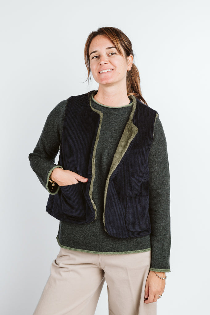 SMANICATO “CAMALLINA” REVERSIBILE VELLUTO A COSTE / ECO PELLICCIA - Ghiglino1893