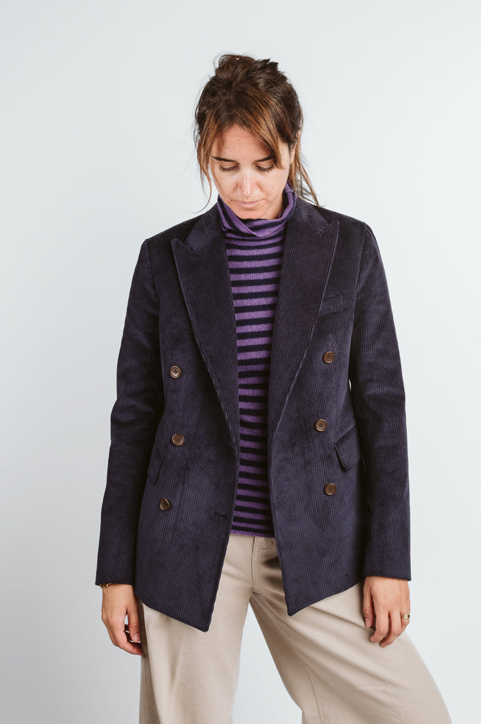 GIACCA DOPPIOPETTO VELLUTO - BLU - Ghiglino1893