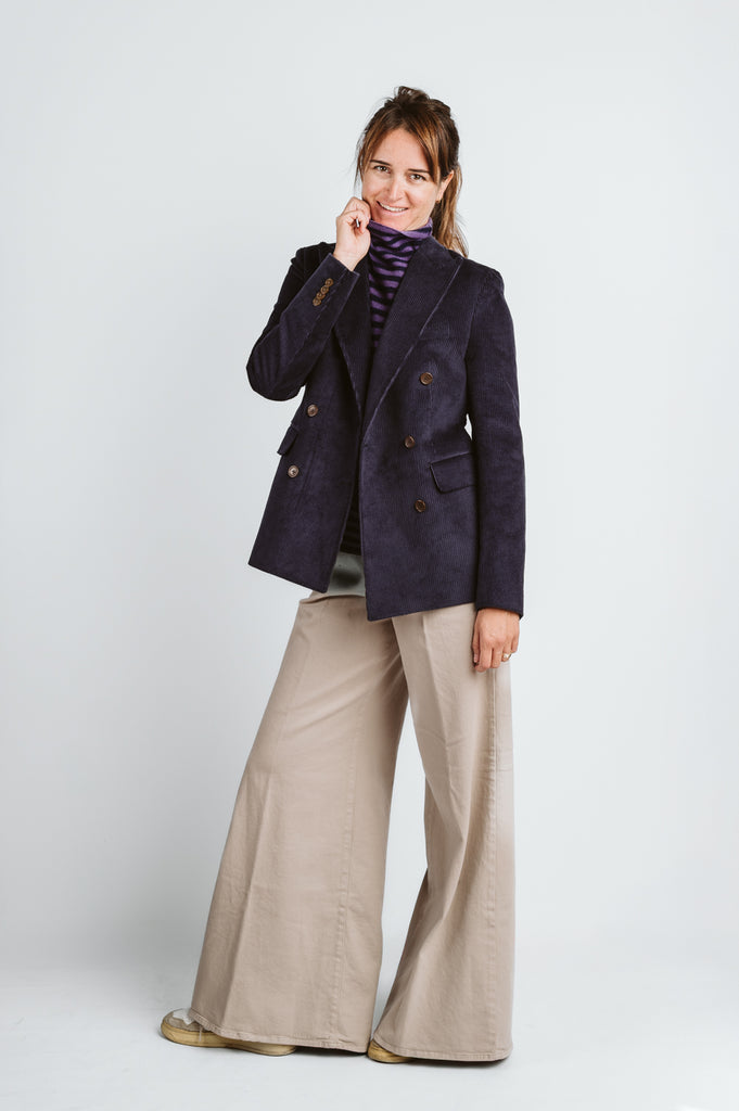 GIACCA DOPPIOPETTO VELLUTO - BLU - Ghiglino1893