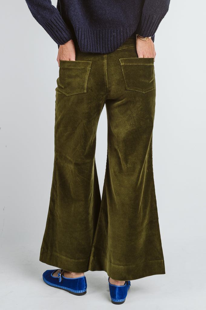 PANTALONI SILVIA ZAMPA VELLUTO -  MILITARE - Ghiglino1893