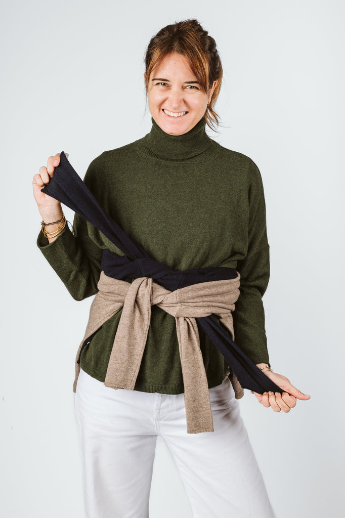 MAGLIONE "STAR" COLLO ALTO OVER BOTTONI STELLINA - Ghiglino1893