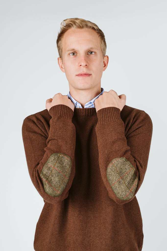 MAGLIONE "JACOB" GIROCOLLO TOPPA HARRIS TWEED - Ghiglino1893