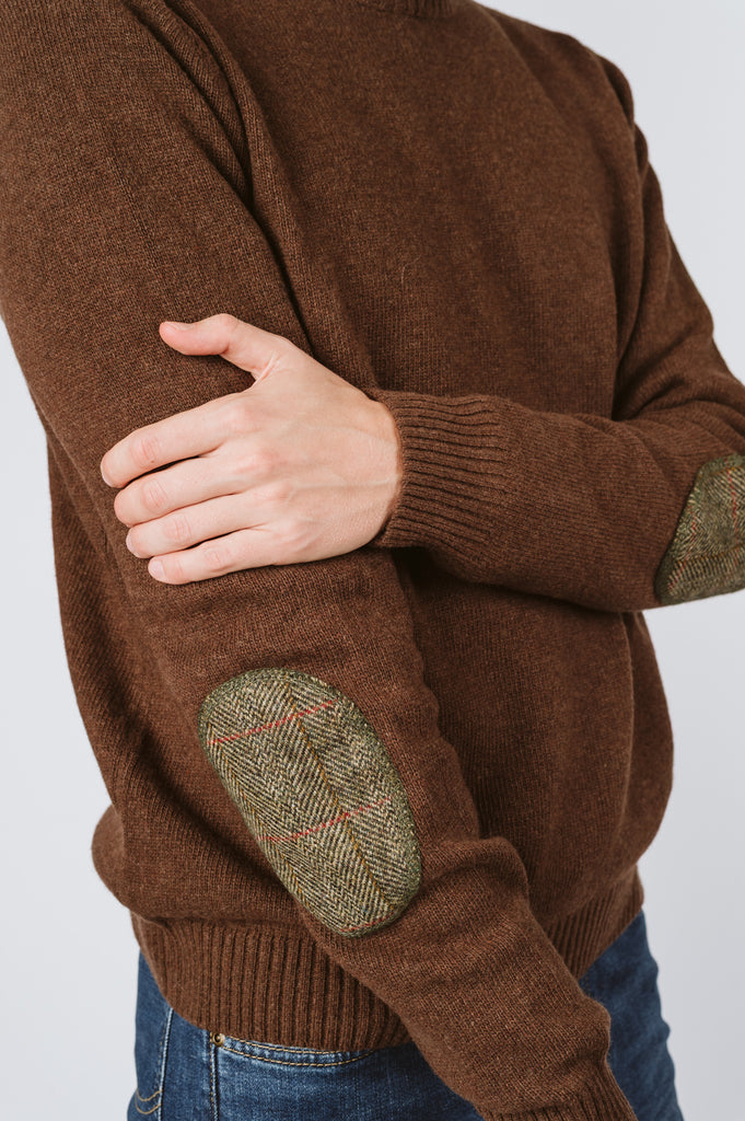 MAGLIONE "JACOB" GIROCOLLO TOPPA HARRIS TWEED - Ghiglino1893