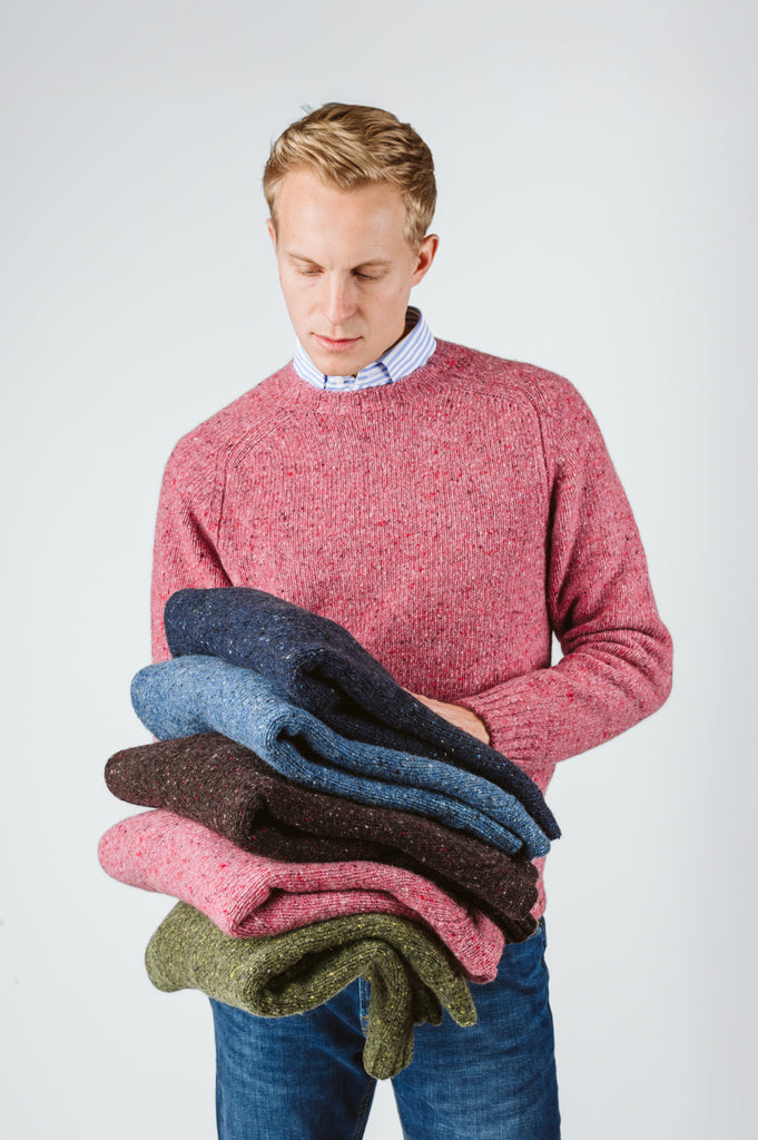 MAGLIONE "PIETRO" TWEED GIROCOLLO - Ghiglino1893