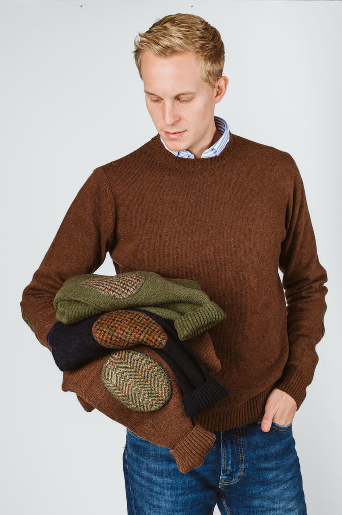 MAGLIONE "JACOB" GIROCOLLO TOPPA HARRIS TWEED - Ghiglino1893