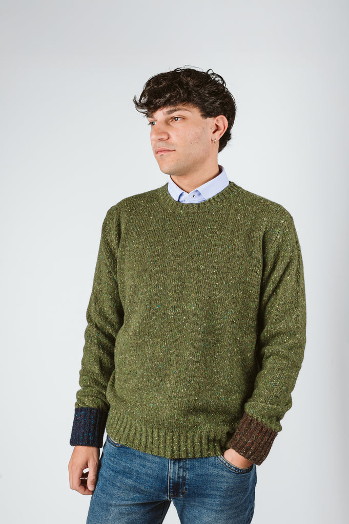 MAGLIONE "PETER" TWEED GIROCOLLO - Ghiglino1893