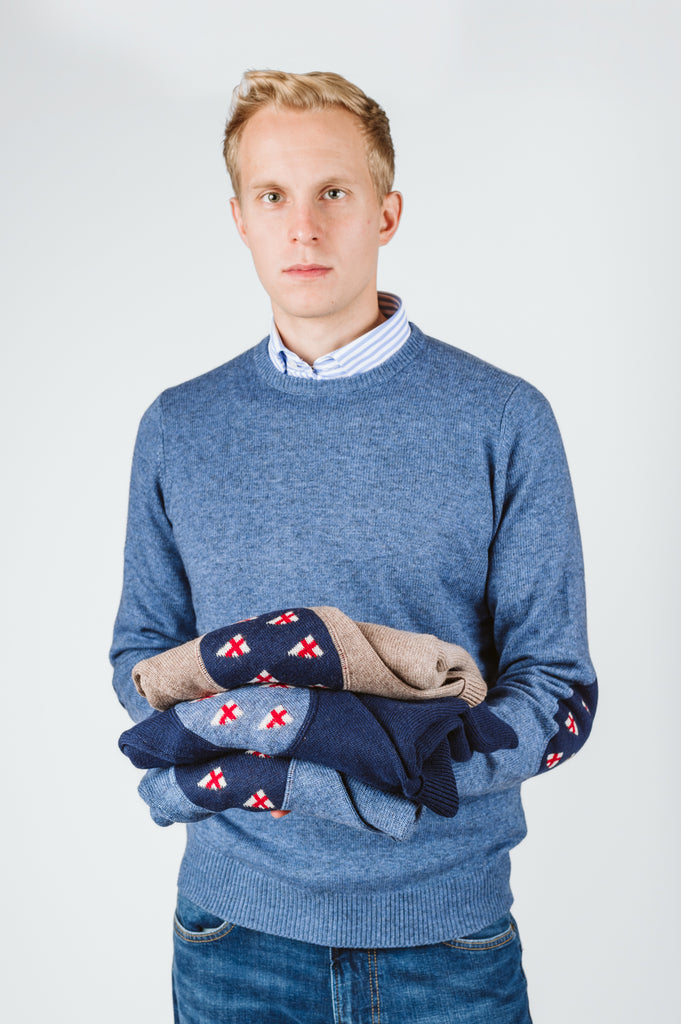 MAGLIONE "GENOVA" GIROCOLLO CON TOPPA BANDIERINE - Ghiglino1893