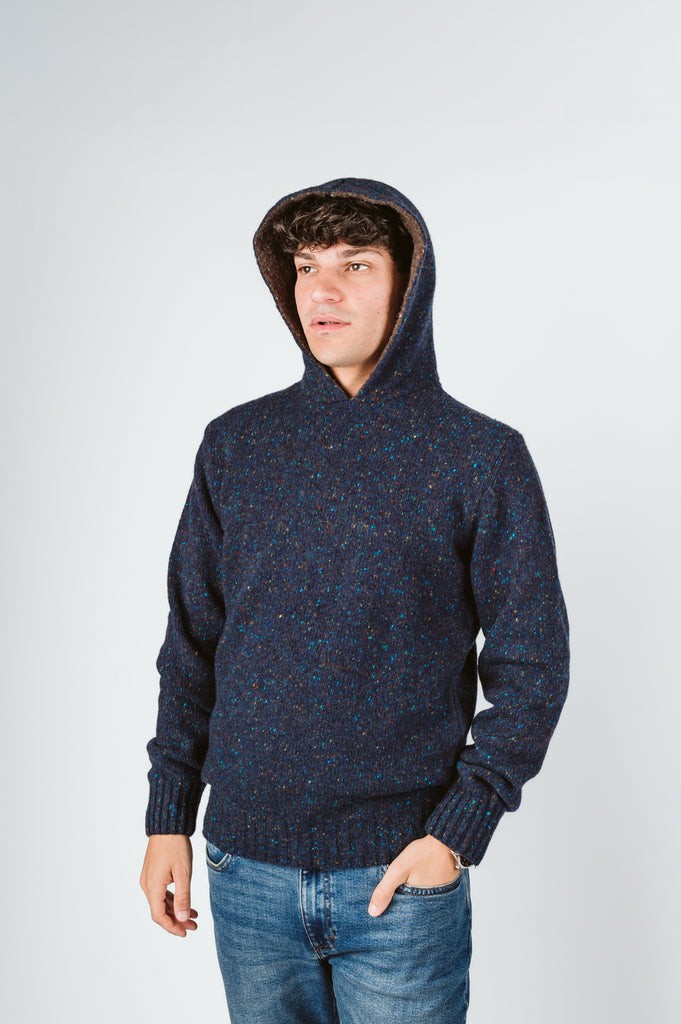 MAGLIONE "OSCAR" TWEED CON CAPPUCCIO - Ghiglino1893