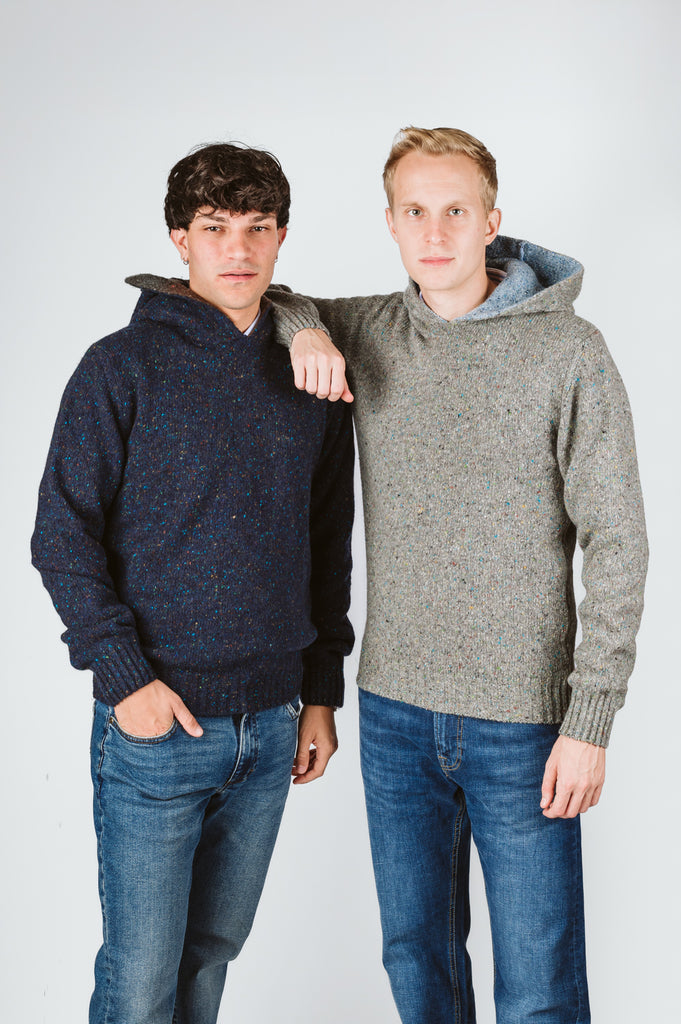 MAGLIONE "OSCAR" TWEED CON CAPPUCCIO - Ghiglino1893